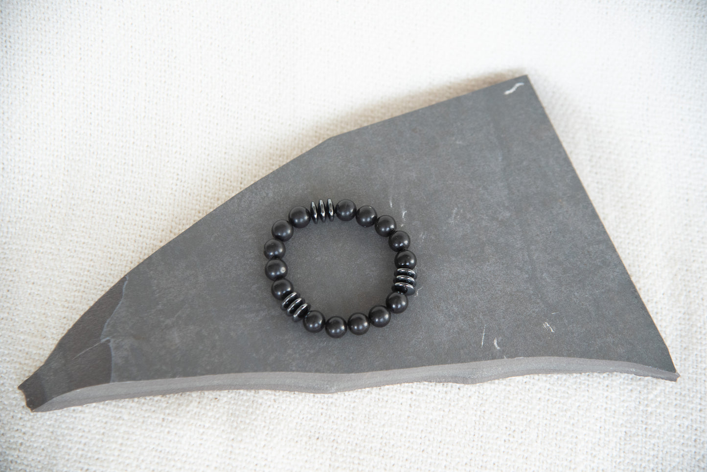 Bracelet: Men's Black Jasper Stretch Bracelet