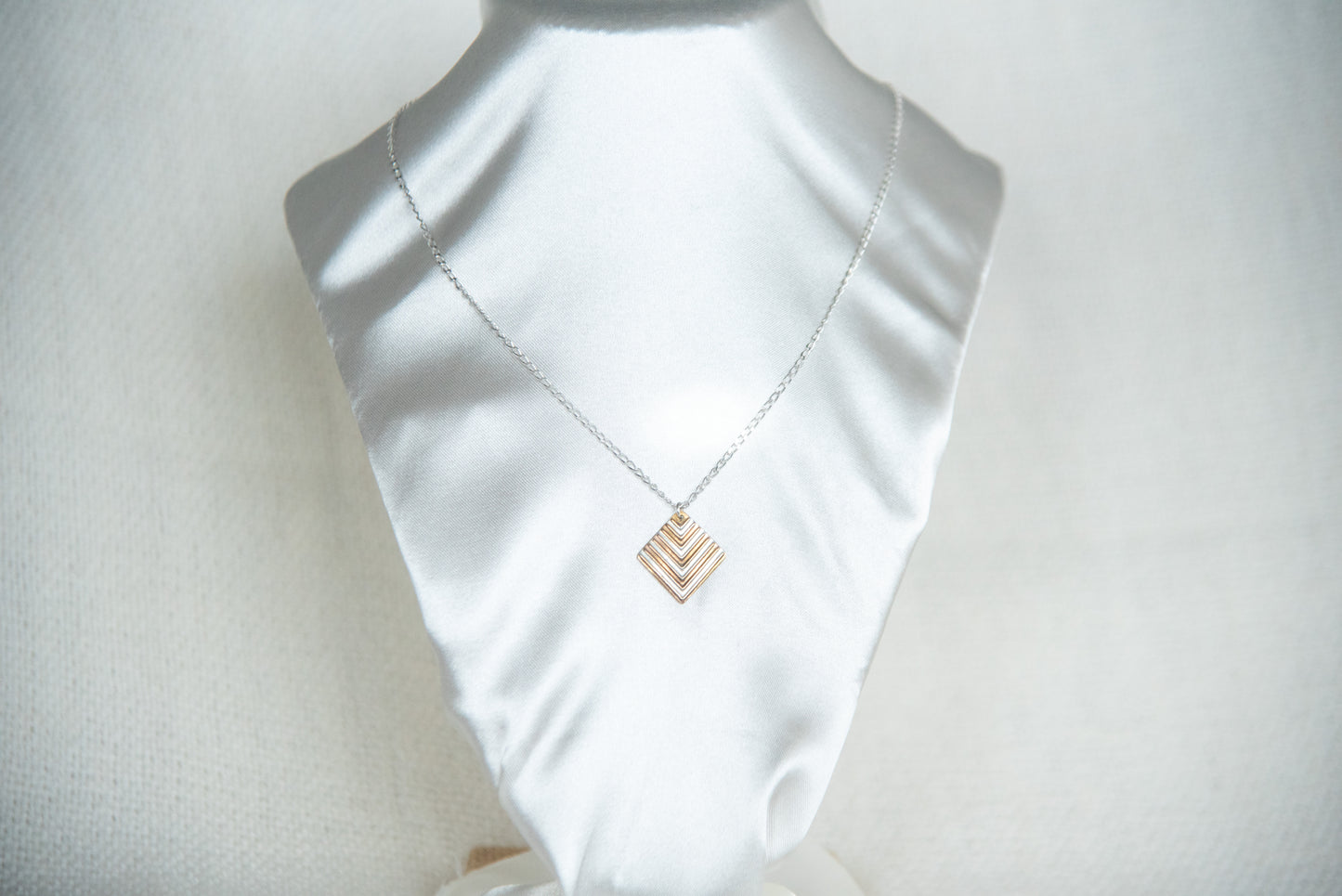 Necklace - Silver and Gold Chevron Pendant