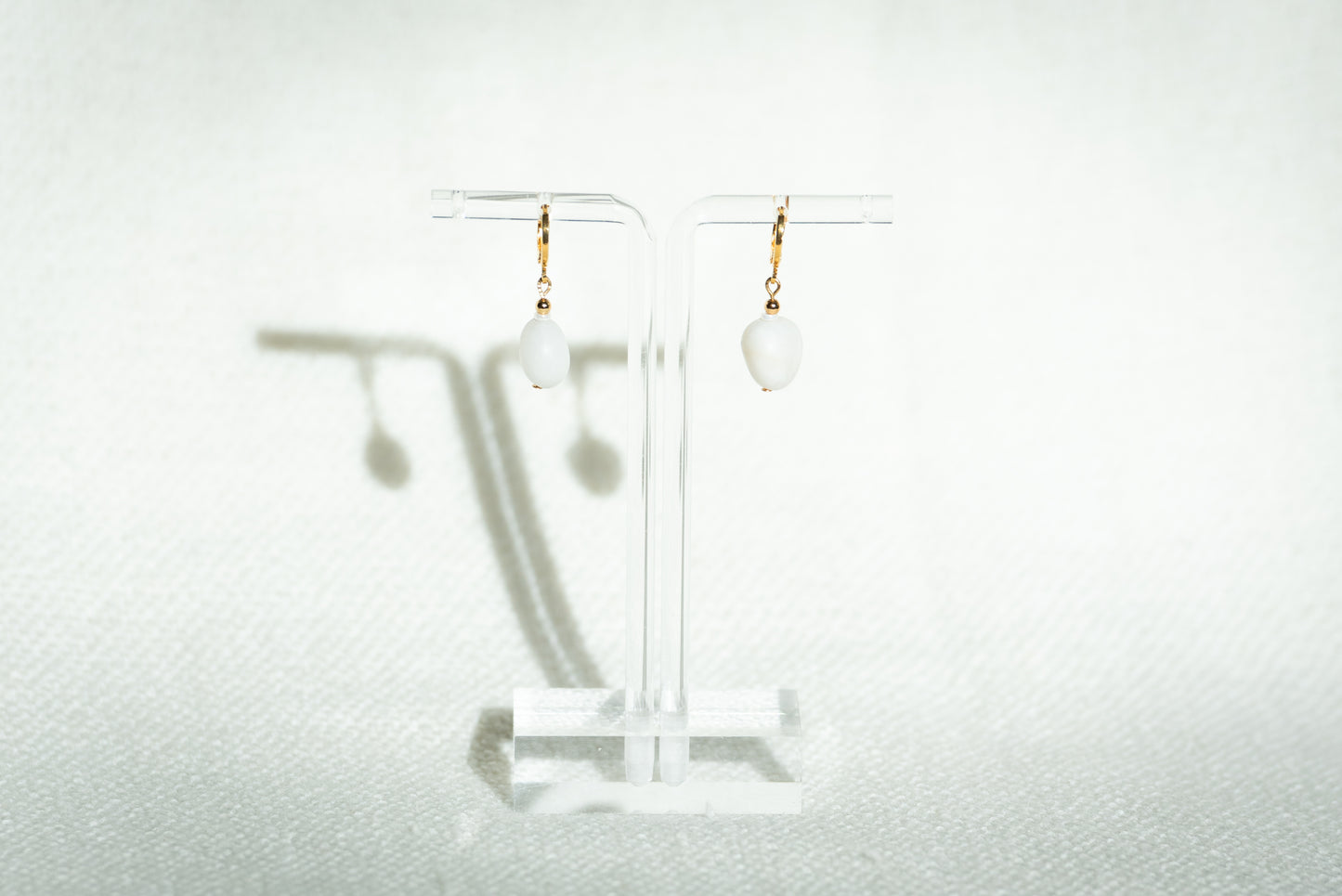 Women's Earrings - White Stone on Gold
