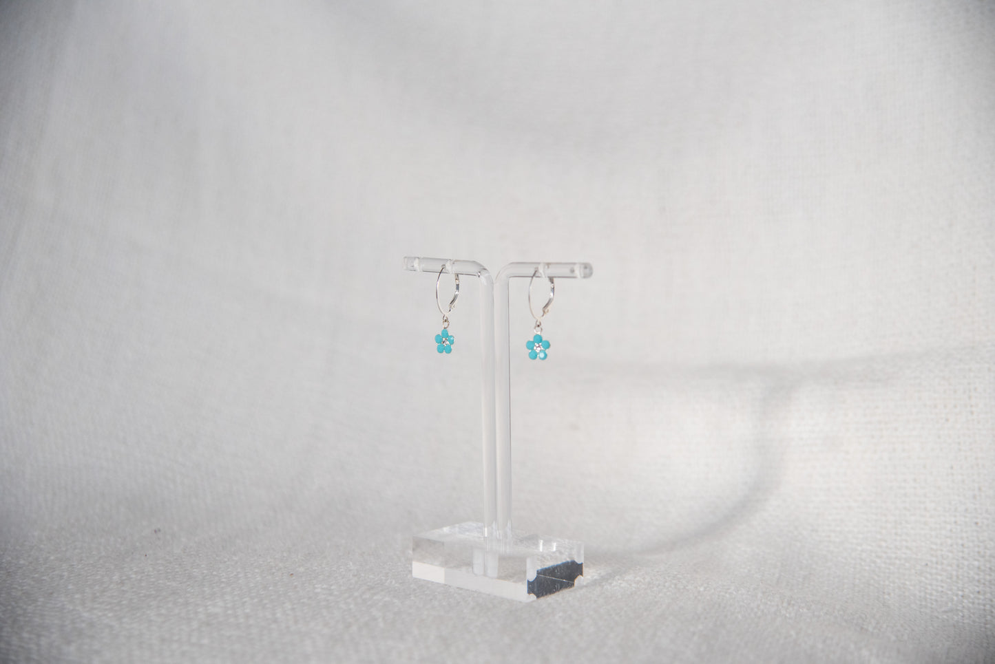 Earrings - Women's Sterling Silver Turquoise Crystal Flower