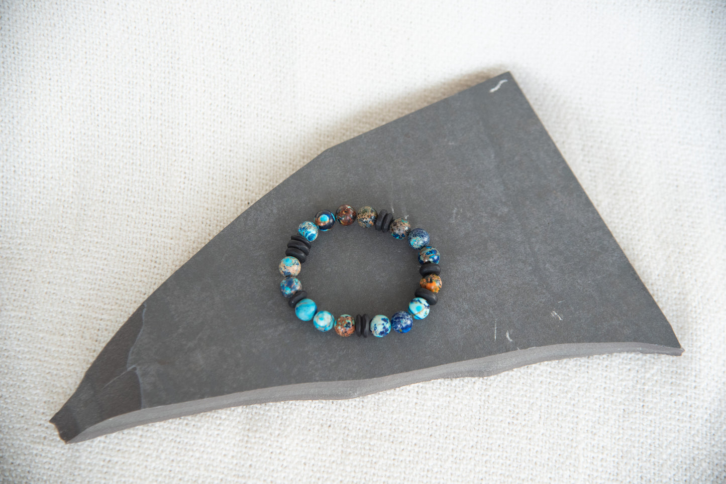 Bracelet: Men's Multicolored Jasper Stretch Bracelet