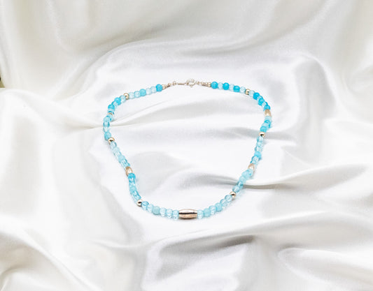 Necklace: Women's Natural Blue Stones and Silver Beads