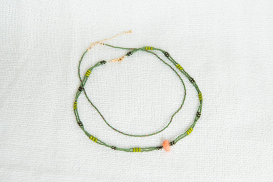 Women's Necklace: Mixed Green Bead Set